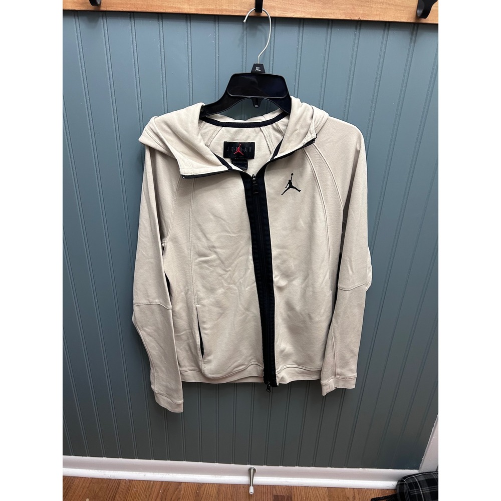 Jordan Dri Fit Slim Fit Zip Up Hoodie Jacket Beige Black Mens Size‎ S